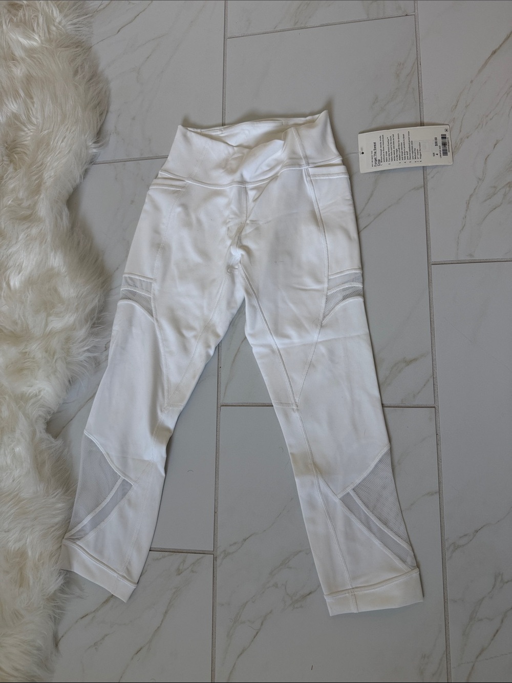 lululemon athletica White Mesh-Panel High-Waist Crop Leggings